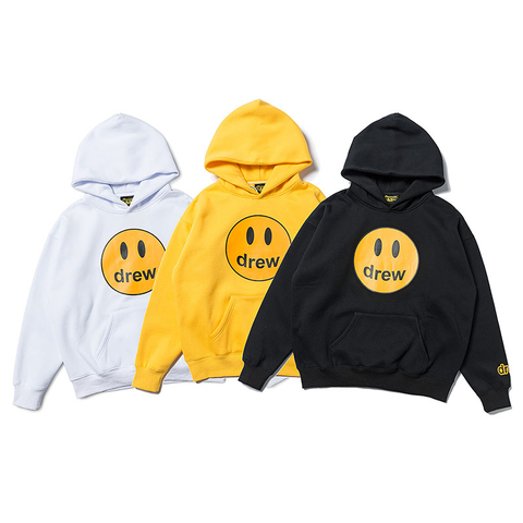 Classic Casual Hoodie Autumn Winter Cotton Thick Smiley Face Printed Black  Yellow Justin Bieber Sweatshirt - Price history & Review, AliExpress  Seller - Googo Store