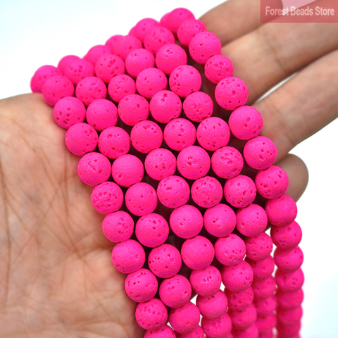 Natural Lava Hematite Stone Beads Rose Pink Volcanic Rock Round Beads For Jewelry Making DIY Bracelet Accessories 15''4 6 8 10mm ► Photo 1/1