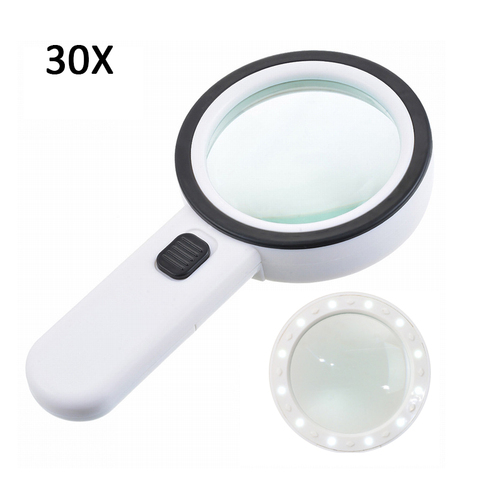 30X Illuminated Newest Magnifier 12LED Lights Handheld Reading Magnifier Lens Magnifier Jewelry Loupe Magnifying Glass ► Photo 1/6