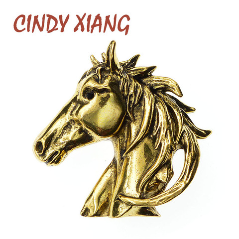 CINDY XIANG Gold And Silver Color Horse Head Brooches For Men Unisex Vintage Animal Pin Punk Style Suit Accessories High Quality ► Photo 1/6