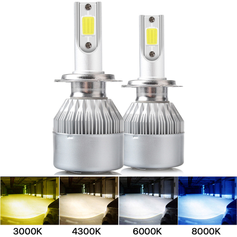 2X C6 H1 H3 Led Headlight Bulbs H7 LED Car Lights H4 H11 HB3 9005 HB4 9006 H13 6000K 3000K 8000k White blue yellow Auto Fog Lamp ► Photo 1/6