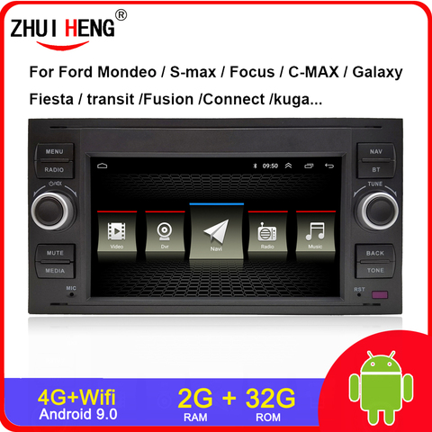 2G 32G Android 9.0 2 DIN Car Radio for iFord iFocus Mondio S-max C-MAX Galaxy Fiesta transit Fusion Connect kuga car radio auto ► Photo 1/2
