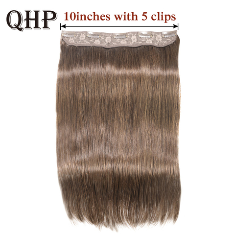 Hair Straight Clip In One Piece Human Hair Extensions  #1#1B #4 #8 #613 #27 #32 Brazilan Remy Hair 10Inche With 5 Clips ► Photo 1/6