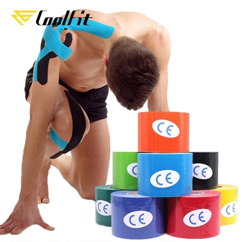 CoolFit 5 Size Kinesiology Tape Athletic Recovery Self Adherent Wrap Taping Medical Muscle Pain Relief Knee Pads Protector ► Photo 1/6