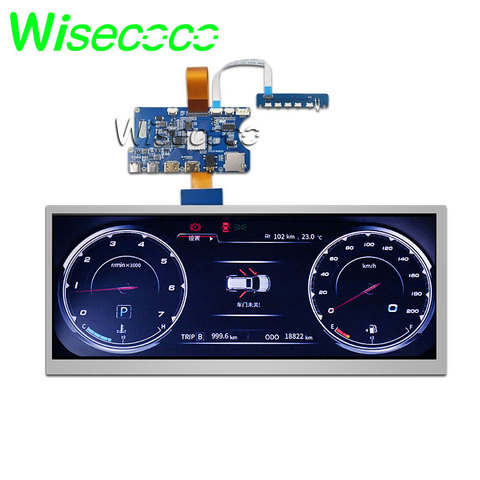 wisecoco Stretched Bar LCD 12.3 inch HSD123KPW1-A30 lcd screen 1920*720 high brightness type c hdmi driver board for car display ► Photo 1/6