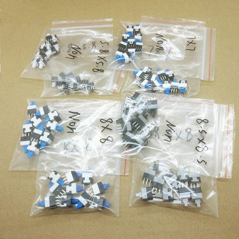 40PCS 5.8*5.8 7*7 8*8 8.5*8.5mm Self Locking & Non Locking Push Tactile Power Micro Switch Kit 6 Pin Button Switches Each 5pcs ► Photo 1/2