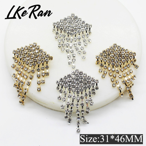 LKeRan Fashion Bohemian Style Rhinestone Brooch Button Crystal Drop Dangle Tassel Garment button collar pin Jewelry decoration ► Photo 1/5