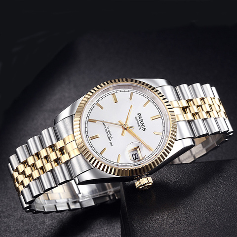 Parnis 36mm Automatic Mechanical Mens Watch Luxury Brand Business Sapphire Crystal Stainless Steel Bracelet Wristwatch Men ► Photo 1/6