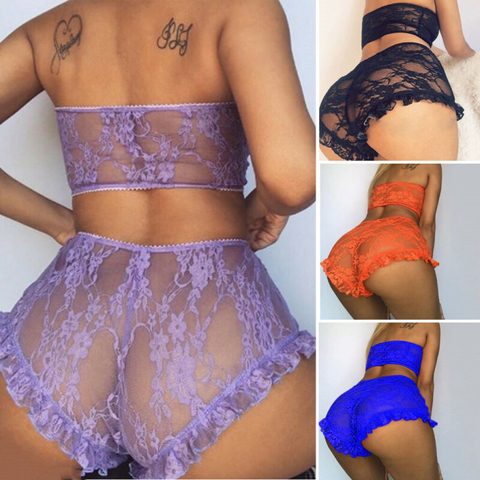 hirigin Sexy Women Lace Tulle Lingerie Set Ruffle Sleepwear Babydoll Ladies Sexy Bandeau Underwear Nightwear Exotic Sets Hot ► Photo 1/6