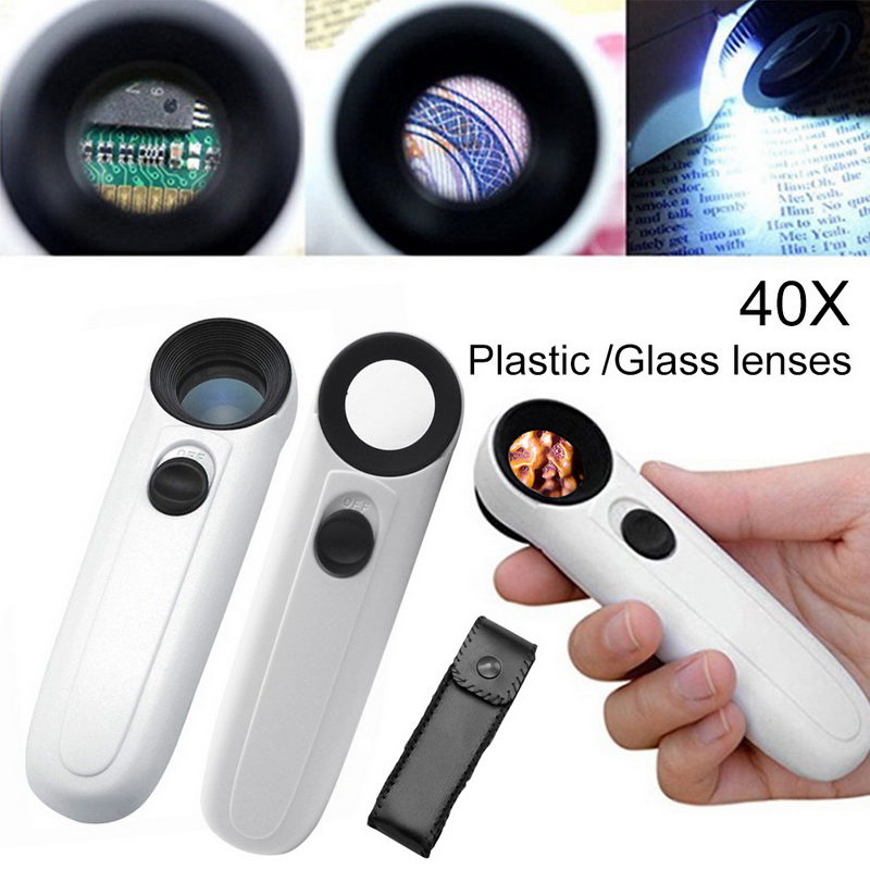40X Magnifying Magnifier Glass Jeweler Eye Jewelry Loupe Loop with 2 LED LighBA