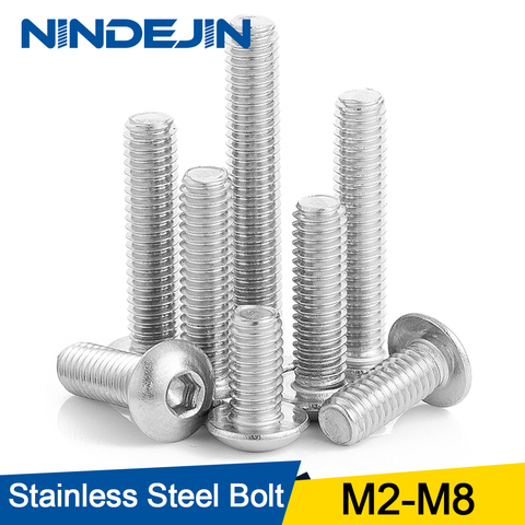 10/50pcs M2 M2.5 M3 M4 M5 M6 M8 304 Stainless Steel Hexagon Hex Socket Button Head Screw Bolts Round Head Screw Standoff ISO7380 ► Photo 1/6