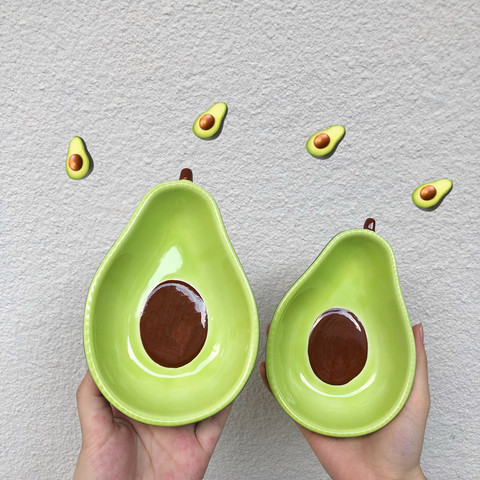 1pcs huge cute avocado shape ceramic fruit salad plate snack dish rice soup bowl tableware supplies 6.5 inch WF ► Photo 1/6