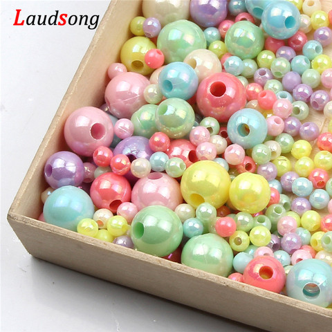 4/6/8/10mm Candy Color Acrylic Round Beads Loose Spacer Beads For Jewelry Making Diy Necklace Bracelet Accessories ► Photo 1/5