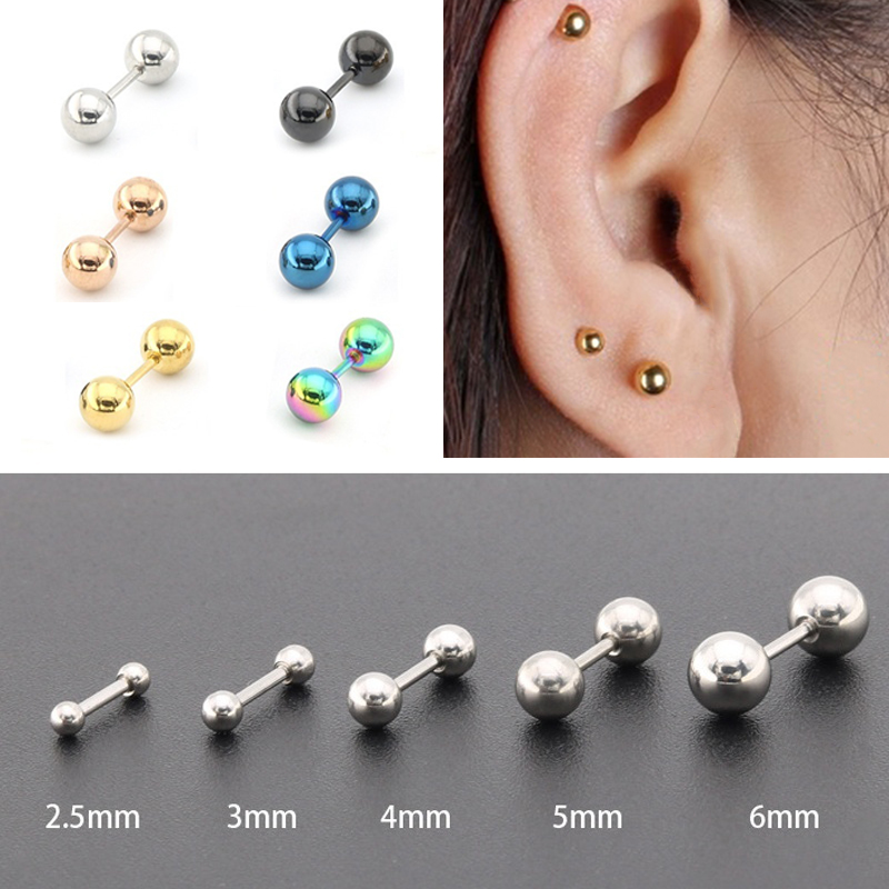Stainless Steel Barbell Ear Cartilage Tragus Helix Stud Bar Earrings Piercing =*