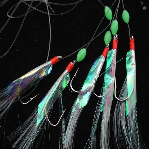 5 Packs/Lot New Sabiki Soft Fishing Lure Rigs Bait Jigs Lure Soft Lure Worn Fake String Crystal  Barbed Hook Fishing Lures ► Photo 1/6