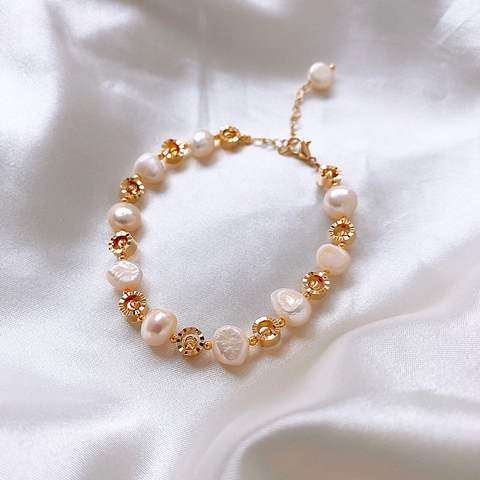 2022 Korea Hot Sale Fashion Jewelry High-end Baroque Natural Freshwater Pearl Handmade Adjustable White Women Elegant Bracelet ► Photo 1/6