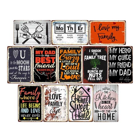 Family Vintage Signs Metal Plates Tin Plaque Retro IronPainting Pub Cafe Funny Poster Wall Art Decorative Home Decor 20*30cm ► Photo 1/6