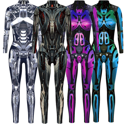 Robot Punk Jumpsuit Catsuit Sexy Women Cosplay Costumes Zentai Halloween Bodysuit ► Photo 1/6