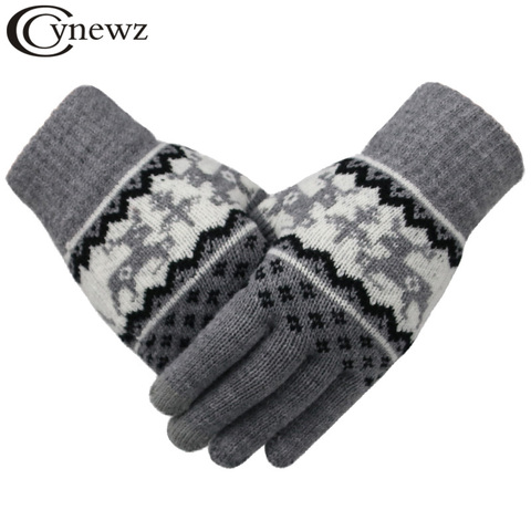 Women Knitted Gloves Winter Fashion Full Finger Mittens Keep Warm Female Soft Christmas Deer Pattern Touch Screen Knit Gloves ► Photo 1/6