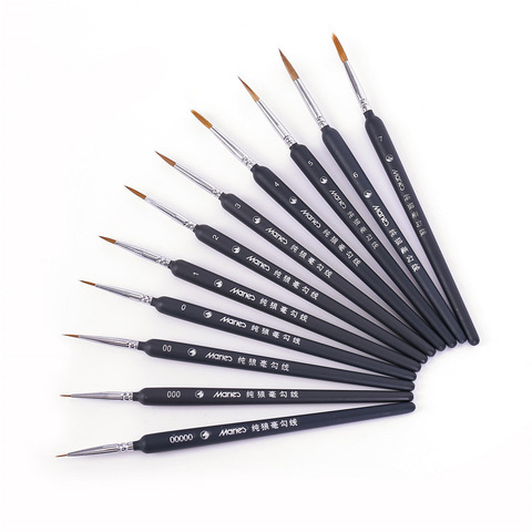 10Pcs/Set Black Fine Hand Painted Thin Hook Line Pen Art Supplies Drawing  Art Pen Paint Brush Nylon Brush Acrylic Painting Pen