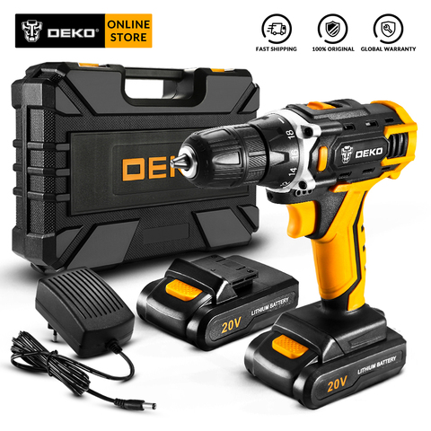 DEKO Sharker 20V Electric Cordless Drill with LED Light Lithium Battery Mini Power Driver for Woodworking Home DIY Screwdriver ► Photo 1/6