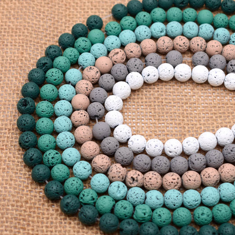 Yanqi 1strand/lot 8mm Natural Stone Bead Colorful Rock Lava Beads loose Space Bead For Jewelry Making DIY Bracelet Necklace 15