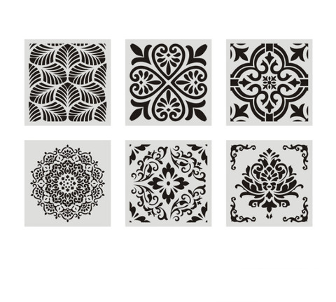 6pcs/set Mandala 15 *15cm  mold DIY home decoration drawing template laser cutting wall template painting tile tiles stencil ► Photo 1/4