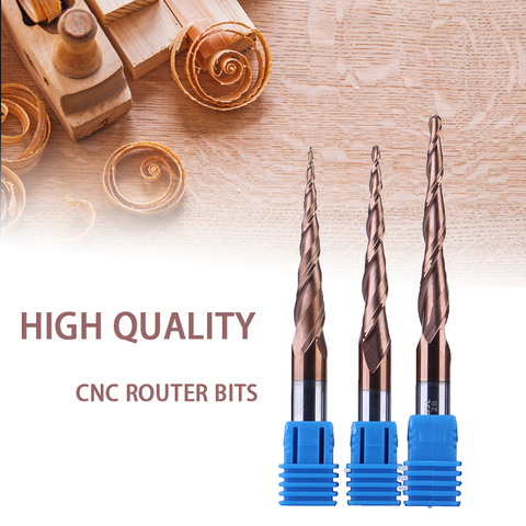 UCHEER 1pc 8mm Tapered Tungsten solid carbide Coated  cone cnc milling cutter woodworking engraving bit Ball Nose End Mill ► Photo 1/6