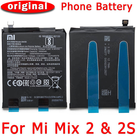 100% Original For Xiaomi Mi Mix 2 2S Mix2 Mix2S Battery BM3B Batteries Li-ion 3300mAh Bateria Replacement Spare Parts ► Photo 1/3