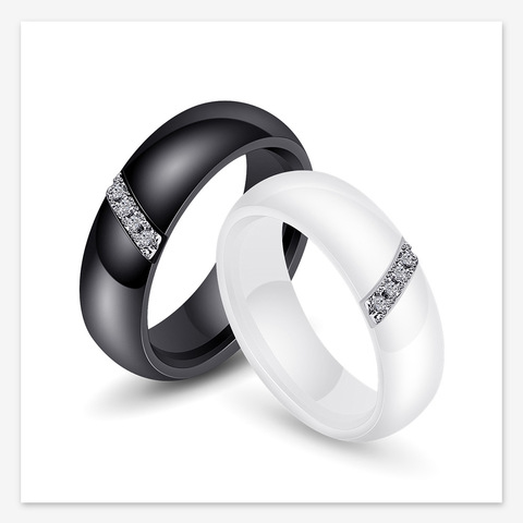 Eamti White Ceramic Ring for Women Man Black Wedding Band 6mm Width Couple Rings Wholesale alianca de casamento Drop Shipping ► Photo 1/5