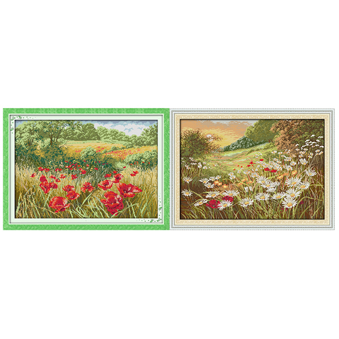 Joy Sunday Cross Stitch Kit Beautiful Flowers Patterns 14CT 11CT Printed Cross Stitch Canvas Handmade Embroidery Needlework Sets ► Photo 1/6