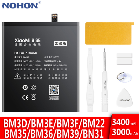 NOHON Battery For Xiaomi Mi 8 SE Pro 4C 5 5X 5S 6 Mi8 SE Mi6 Mi5 Mi5S Mi4C Mi5X Replacment Bateria BM3D BM3E BM3F BM22 BM35 BM36 ► Photo 1/6