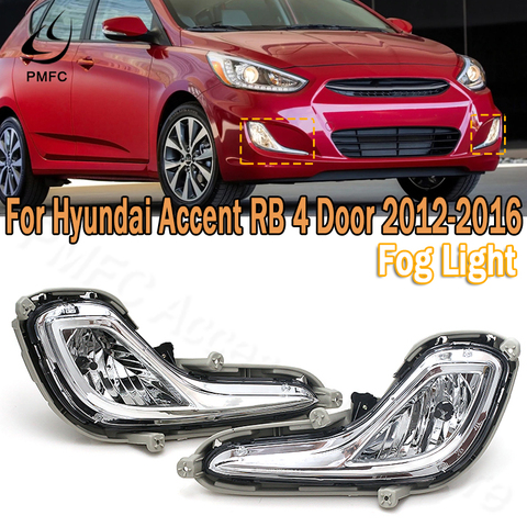 PMFC Fog Light Fog Lamp Assembly Replacement Bumper Clear Lens For Hyundai Accent 2012 2013 2014 2015 2016 922022R000 922011R010 ► Photo 1/6