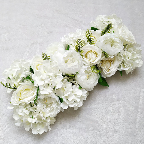 Wedding Road Cited Flowers Silk Rose Peony Hydrangea DIY Arched Door Flower Row Window T Station Wedding Decoration 50cm ► Photo 1/6