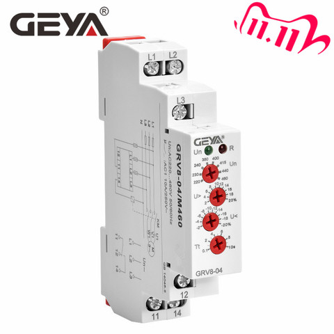Free Shipping GEYA GRV8-04 Three Phase Voltage Control Relay Phase Sequence Phase Failure Over Voltage Undervoltage Protection ► Photo 1/6