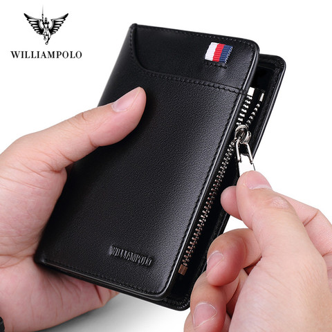 Williampolo Fashion zipper Men's Wallet small short Credit Card Holder for male Business mini man purse with coin pocket ► Photo 1/6