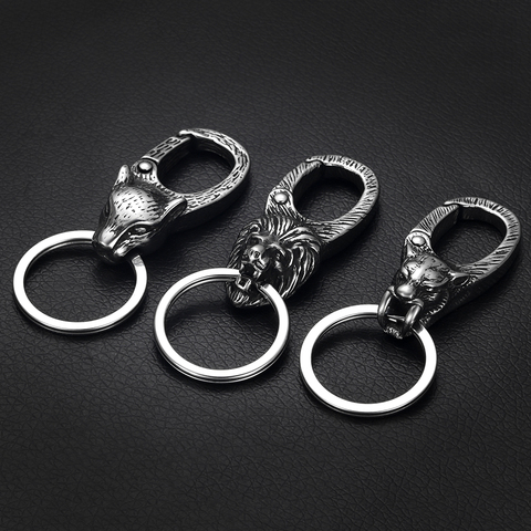 Stainless Steel Animal Vintage Key Chain for Jewelry Making Accessories Men Lobster Clasps Findings Egale Lion Skull Cow Wolf ► Photo 1/6