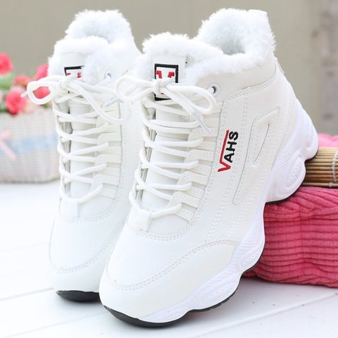 2022 New Autumn Sneakers Woman Vulcanized Shoes Suede Female PU Leather Outdoor Lace-Up Plus Hair Thicken Sneakers Women ► Photo 1/5