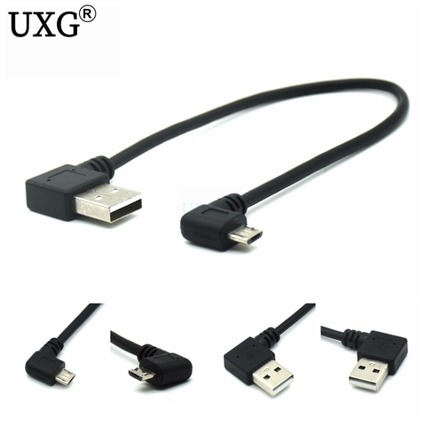 25CM 90 Degree Left Right Angled USB 2.0 A male to Micro USB B Male Cable Right Left Angle Data Sync Charge Extender short cable ► Photo 1/6