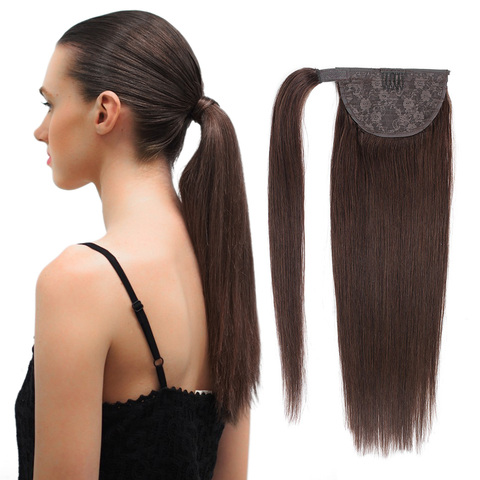 BHF 100% Human Hair Ponytail Brazilian Machine Remy Ponytail Wrap Around Horsetail wig 120g Hairpieces Natural Straight Tails ► Photo 1/6