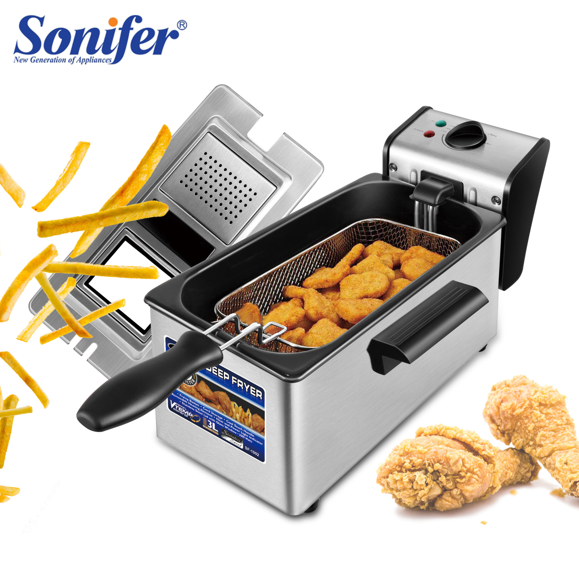 Electric deep fryer Multifunctional Commercial Stainless steel Grill Frying  pan French fries machine - AliExpress