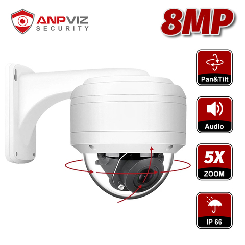 Anpviz 4K 8MP 5X Dome POE PTZ IP Camera Optical Zoom 2.7-13.5mm with Audio Home/Outdoor IP66 Weatherproof IR 35m Onvif H.265 P2P ► Photo 1/5