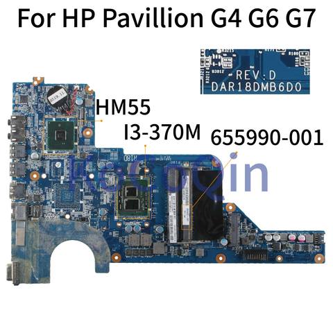 KoCoQin laptop Motherboard For HP Pavillion G4 G6 G7 G4-1000 G6-1000 I3-370M Mainboard 655990-001 655990-501 DAR18DM86D0 HM55 ► Photo 1/6