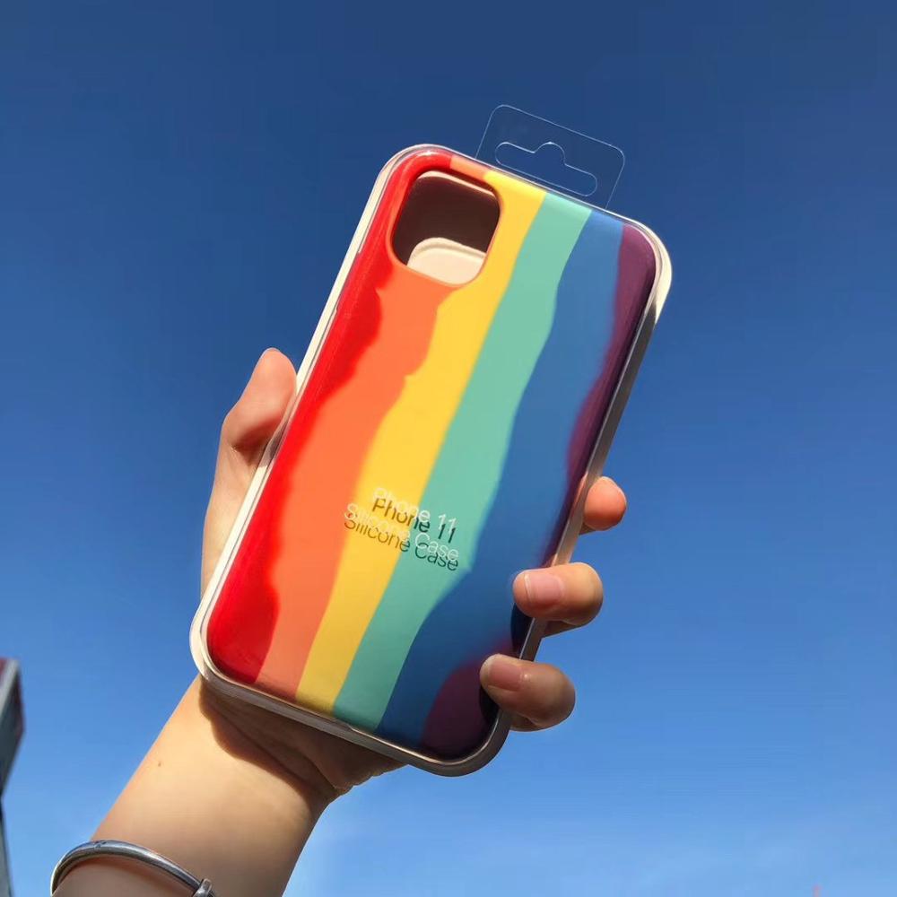Phone Case For iPhone 12 Pro Max 11 XS XR 7 8 Plus Rainbow Liquid Silicone  Cover