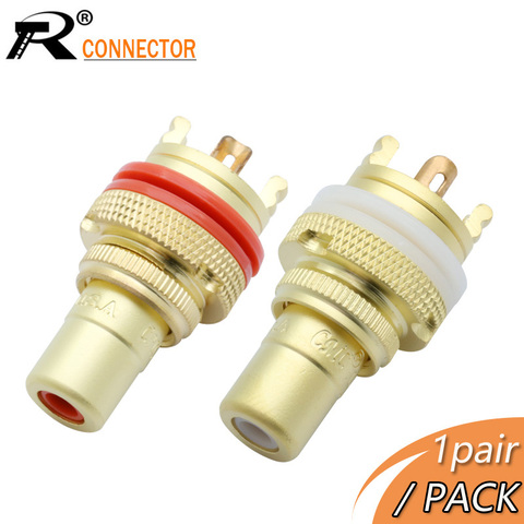 1pair/2pcs Luxury Gold plated RCA Jack Connector Panel Mount Chassis Audio Socket Plug Bulkhead with NUT Solder CUP 3Colors ► Photo 1/6