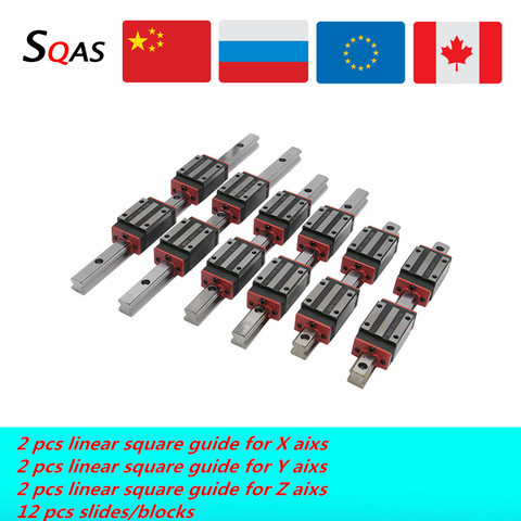 CNC guide linear guide HGR15/ HGR20 2PCS X aixs +2PCS Y axis+ 2PCS Z axis linear rail +12 PCS carriage slides for CNC router ► Photo 1/6