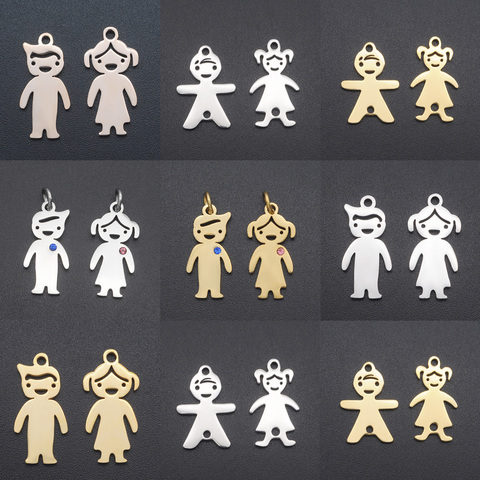 5pcs/lot 100% Stainless Steel Boy Girl Family Charm Pendant Wholesale Daughter Charms for Bracelet Making Jewelry Pendant ► Photo 1/6