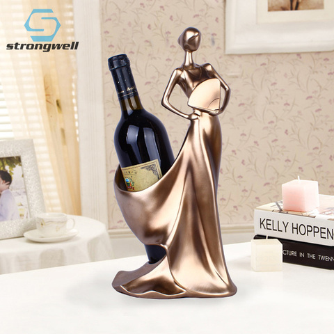 Creative Home Decorative Figurines Ornaments Modern Minimalist Blue Take Fan Beauty Wine Rack Decoration Creative Wedding Craft ► Photo 1/6