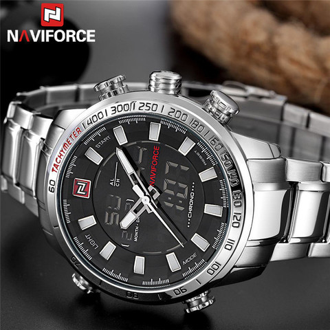 NAVIFORCE Watch Men Top Brand Luxury Digital Analog Sport Wristwatch Military Stainless Steel Male Clock Relogio Masculino 9093 ► Photo 1/6