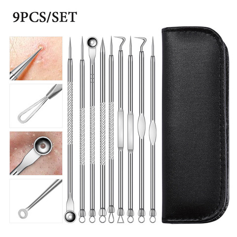 9Pcs Stainless Acne Needle Blackhead And Pimple Remover Face Care Comedone Extractor Point Clean Black Head Remover Tool Sets ► Photo 1/6